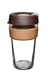 KeepCup Reusable Coffee Cup - Brew Tempered Glass and Natural Cork, L 16oz/454ml - Almond