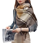 Gebell Women Tartan Scarf - Winter Plaid Blanket Scarves Long Soft Warm Tartan Check Scarfs Ladies Wool Spinning Tassel Shawl Stole UK