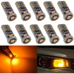 10 st T10 LED-lampor för bil, amber, T10 W5W 3 SMD 5050 superljus 1