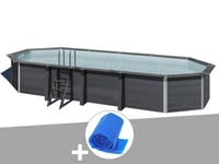 Kit piscine composite Gré Avant-Garde ovale 8,04 x 3,86 x 1,24 m + Bâche à bulles