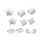 D-Line Quarter Round Cable Trunking Clip-Over Accessory Multipack | Join Multiple Lengths of 22x22mm Quarter Round Cable Cover | 10 Piece Electrical Trunking Accessory Multipack - White