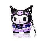 Viwind Coque Airpods 1/2,Etui Housse de Protection en Silicone pour Airpods 1/2 avec Mousqueton,[Anti-Choc/Ultra-Mince/Supporte la Charge sans Fil] 3D Cute Soft Case Cover Boitier-Purple Kuromi