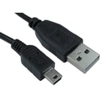 USB A - 5 Pin Mini B USB Cable - 5 Metres