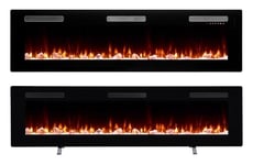 Dimplex Sierra Optiflame Media Wall Fireplace, 72"/183cm, Wall Mounted, Recess Fit, Free Standing Electric Fire, 7 Colour Themes, Choice of Fuel Beds, Cool Touch Glass, 1.6kW Electric Heater