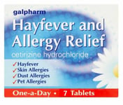 7 Hayfever & Allergy Relief Tablets - Cetirizine Hydrochloride - Skin - Dust