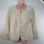 Creation L Full Zip Linen Jacket, Size UK 12, Cream