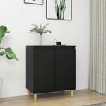 Buffet Bahut Meuble de rangement Commode avec pieds en bois massif Noir 60x35x70 cm Aggloméré 61555