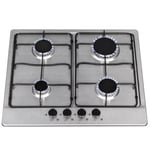 SIA 60cm Stainless Steel Digital Single Fan Oven, 4 Gas Burner Hob & Extractor