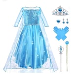 URAQT Elsa Dress, Elsa Princess Costume with Fairy Wand and Crown Tiara, Elsa An