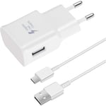 Snabbladdare 1,5 m kabel kompatibel med Samsung Galaxy S22 S21 S20 S8 S10 S9 Plus Note 7 8 9 10 A53 LG HTC white