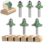 Choyclit - Lot de 6 Fraise Défonceuse à Bois 8 mm, Fraise Quart de Rond avec Tige 8 mm, Fraises pour Défonceuse à Bois, Fraise à Rainurer Arrondi