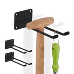 Relaxdays Appliance Holder, 3X Set, Garden Tools, Garage, Wall Mounted, Double, Long Hooks, 24 cm Length, Steel, Black