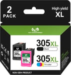 305Xl Cartouches D'Encre, 305 Xl Noir Et Couleur Remanufacturées Pour Cartouche Hp 305, Pour Deskjet 2700 2710 2721 2723 2720 2722 Plus 4110 4120 4100 Envy 6000 6020 Pro 6430 6400 [DYJ070700]