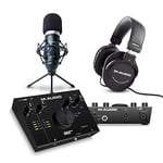 M-Audio Studio Equipment Bundle - AIR 192x4 USB C Audio Interface, XLR Condenser Microphone and Over Ear Headphones for Recording and Gaming