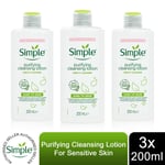 3xof200ml Simple Kind to Skin Purifying Cleansing Lotion with for Sensitive Skin