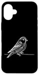 Coque pour iPhone 16 Plus Line Art Oiseau et Ornithologue Pin Siskin