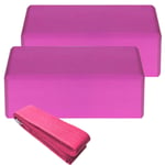 ADAFY Accessoires de Yoga Brique 2 pièces Blocs EVA et 1 pièces Coton Sangle de Yoga Blocs de stabilité Ensemble de Sangle de Yoga pour Yoga Pilates méditation-Type 1 Rose