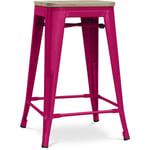 Tabouret de bar design industriel - bois et acier - 61cm - Stylix Fuchsia