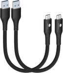 Lot De 2 Câbles Usb C Courts 15Cm/0,15M 10Gbps Usb3.2 Gen2 Câble De Données Type C Android Auto Qc3.0 3.1A Usb A Vers C Pour Samsung Note20 Galaxy S23/S22/S21 Z Flip 5 Pixel 7 Oneplus 11 Noir