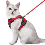 rabbitgoo Harnais Chat Anti évasion avec Laisse Rouge M, Harnais Chaton Petit Chien Réglable, Collier Harnais et Laisses pour Chat Refléchissant Attache Dessus Gilet Respirant pour Lapin Chat Chiot