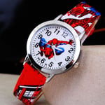 Barn Spiderman Quartz Klocka Barn Pojkar Cartoon Spider-man Armbandsur i syntetiskt läder Present - Red