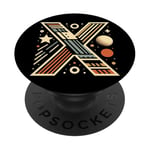 Lettre initiale du nom de l'alphabet X dans un style artistique rétro PopSockets PopGrip Interchangeable