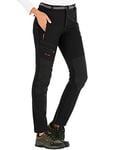 DAFENP Pantalon Ski Randonnee Femme Imperméable Hiver Pantalon Montagne Softshell Chaud Doublé Polaire Outdoor KZ1662W-Black-2XL