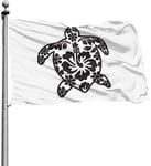 "N/A" LLMMM Awesome Outdoor Seasonal Drapeau tortues tribales avec fleurs d'hibiscus Garden Drapeau famille en polyester pour décoration de la maison 90 x 150 cm