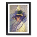 Big Box Art Edmund C. Tarbell The Blue Veil Framed Wall Art Picture Print Ready to Hang, Oak A2 (62 x 45 cm)