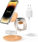 Station de Charge Mag Safe, Station de Charge 3 en 1 Apple Watch et iPhone avec Mag Safe, Station de Charge inductive Compatible avec iPhone iPhone 14 13 12, Adaptateur Apple Watch Ultra/8/7/6/5/4