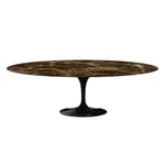 Knoll - Saarinen Oval Table - Matbord, 244 x 137 cm, Svart underrede, skiva i glansig brun Emperador marmor - Matbord - Eero Saarinen - Brun - Metall/Sten