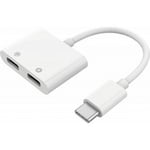 BigBen Connected USB C Audio Adapter Charge USB C to USB C 12cm, White