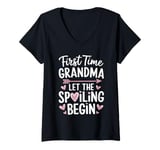 Womens First Time Grandma Let the Spoiling Begin New 1st Time V-Neck T-Shirt