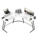 Devoko Bureau Gaming Angle Bureau d'angle 130 * 130cm avec Support d'écran, Bureau Informatique en Coin,Bureau Gamer en Forme de L Table pour Etudier, Jouer et Travailler (Blanc, 130 × 130 cm)