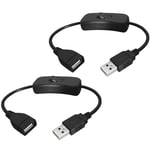 2 Pièces Câble USB mâle vers femelle avec interrupteur marche/arrêt,interrupteur à bascule en ligne d'extension USB pour enregistreur de conduite,lampe de bureau LED,ventilateur USB,bandes LED