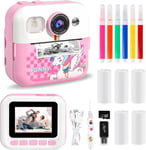 Appareil Photo Numérique Instantané,avec Papier d'impression & Carte TF 32G, Caméra Vidéo avec Stylos Colorés pour Le Bricolage, Chapeaux Costume Accessoire Déguisement