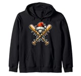 Baseball Bat Ball Player Team Christmas Hat Xmas Zip Hoodie