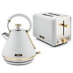 Tower Cavaletto Pyramid Kettle and 2 Slice Toaster Set Optic White