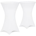 2x Housses de table de bar bistrot ronde nappe mange debout protection table de cocktail tissu stretch Set de 2 blanc, 80Ø - Detex