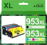 953XL 953 XL Cartouches d'encre Remplacement pour HP 953 XL pour HP OfficPro 8725 8720 8730 8740 8210 8216 8218 8710 8715 8718 8719 7720 7730 7740 8200 (Noir Cyan Magenta Jaune,4 Pack)