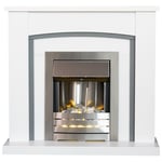 Adam Chilton Fireplace in Pure White & Grey with Helios Electric Fire in Brus...