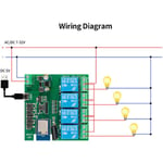 4CH Tuya WiFi Smart Switch DIY Minuterie + TéLéCommande 85-265V USB 5V 2.4G WiFi Smartlife Module Domotique pour IFTT Alexa