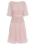 Gina Bacconi Womens Frederica Lace And Chiffon Peplum Dress - Pink - Size 10 UK