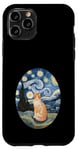 Coque pour iPhone 11 Pro Robe Nuit Étoilée et Robe Van Gogh Chat Orange Chat Roux