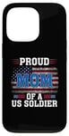 Coque pour iPhone 13 Pro Veteran American USA Flag Patriot Proud Mom Of A US Soldier