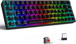 Clavier Gaming Sans Fil Mécanique Bluetooth /2.4G/ Cable Clavier De Jeu Rgb 65% Tkl Azerty Switch Rouge Pour Ipad/Pc/Windows/Mac/Ps4,Noir