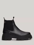 Tommy Hilfiger Leather Combat Low Chelsea Boots, Black