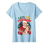 Womens Trump Cats for Everyone Christmas Cat Funny Xmas Women Santa V-Neck T-Shirt