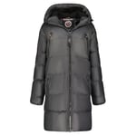 Geographical Norway Adrianna Lady Parka Longue Epaisse Chaude Femme Automne Hiver - Manteau Fin Capuche Fausse Fourure - Blouson Coupe Vent - Doudoune Elegante Femmes (Noir L)