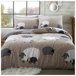 GC GAVENO CAVAILIA Soft Animal King Size Beddings, Reversible Easycare Sheep Duvet Cover Set, Breathable Kingsize Quilt Covers, Natural